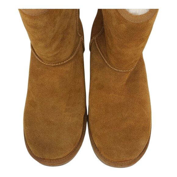 Koolaburra Suede Mid-Calf Boots Chestnut Tan Fur Lined Womens Size 11 - Picture 2 of 14